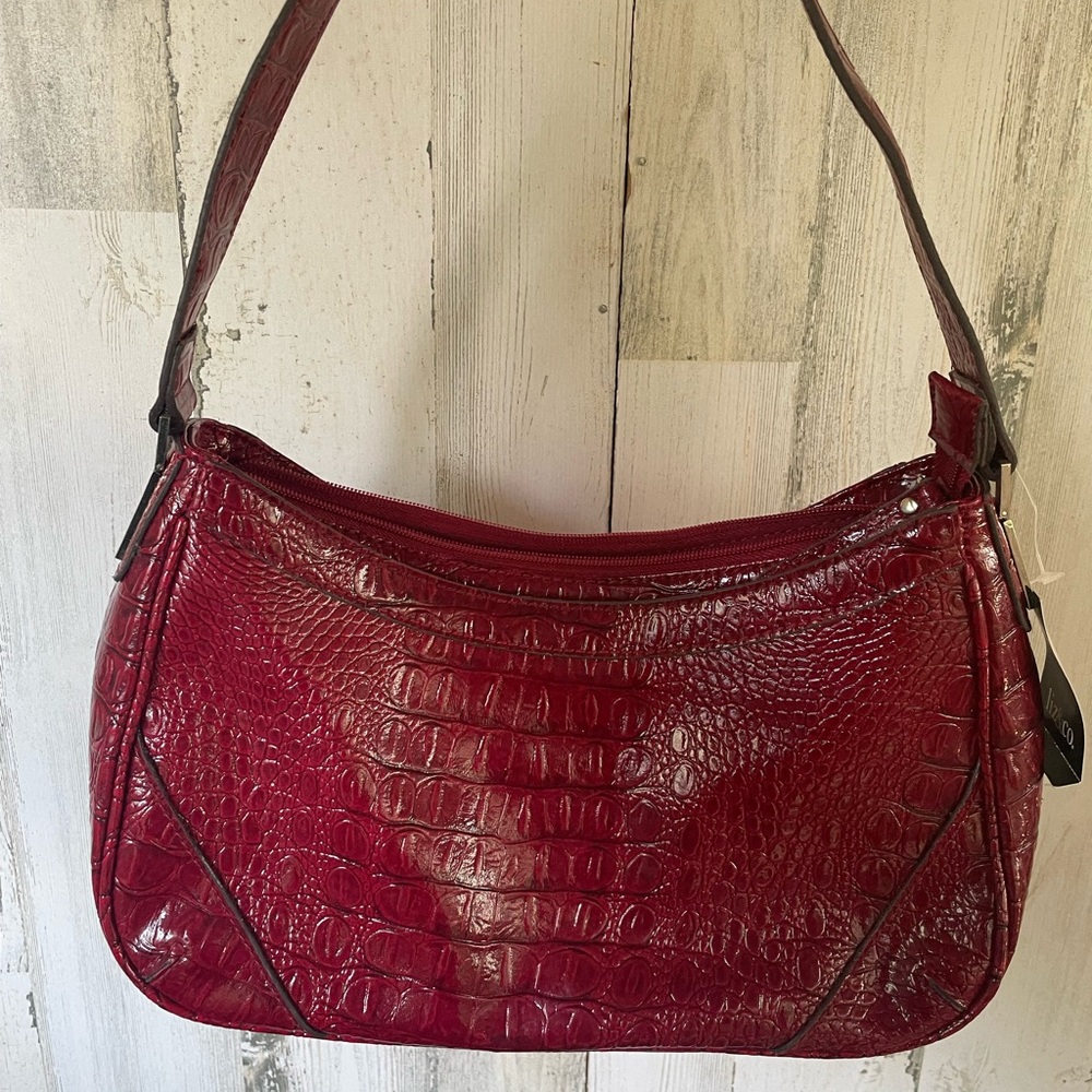 Liz & Co Red Crocodile Embossed Shoulder Bag